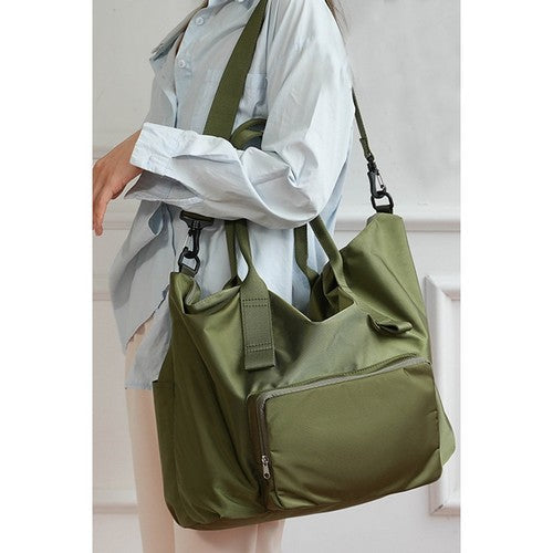 Packable Folding Duffle Tote Bag in Army Green