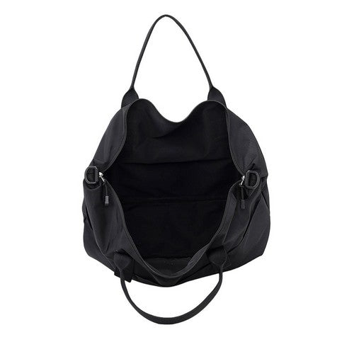 Packable Folding Duffle Tote Bag in Black