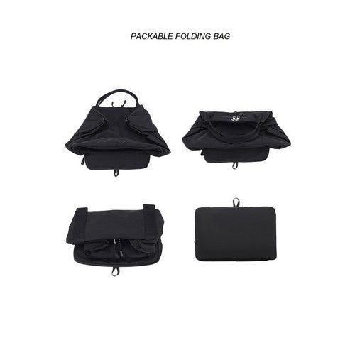 Packable Folding Duffle Tote Bag in Black