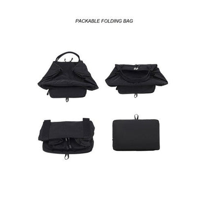 Packable Folding Duffle Tote Bag in Black