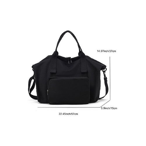Packable Folding Duffle Tote Bag in Black