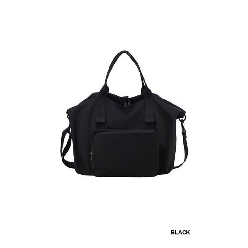Packable Folding Duffle Tote Bag in Black