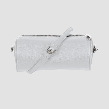 Pebbled Leather Sausage Side Bag in White