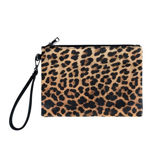 BA320085-06 Leopard Print Wristlet Clutch in Brown