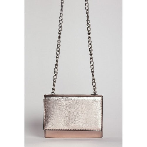 BA400172-18 Metallic Mini Box Side Bag in Rose Gold