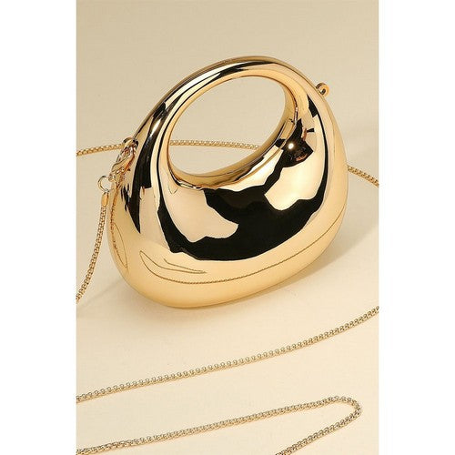 Extreme Micro Mini Hardcase Clutch Crossbody Bag in Gold