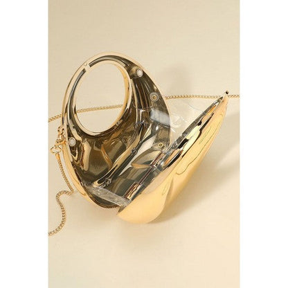 Extreme Micro Mini Hardcase Clutch Crossbody Bag in Gold