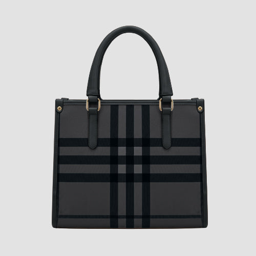 99291 Plaid Tote Small Handbag in Black