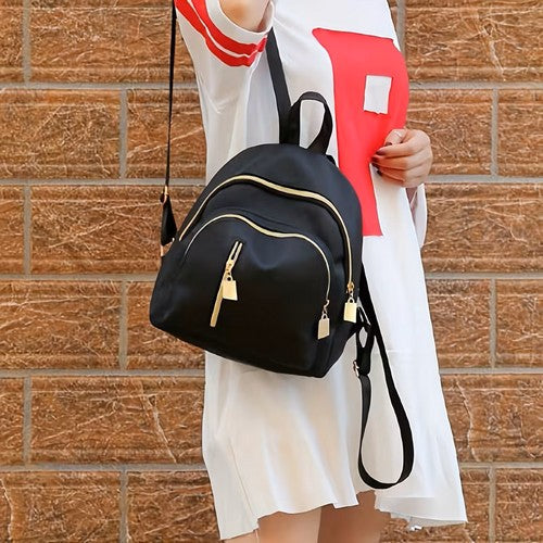 Mini Multi-Zip Backpack in Black