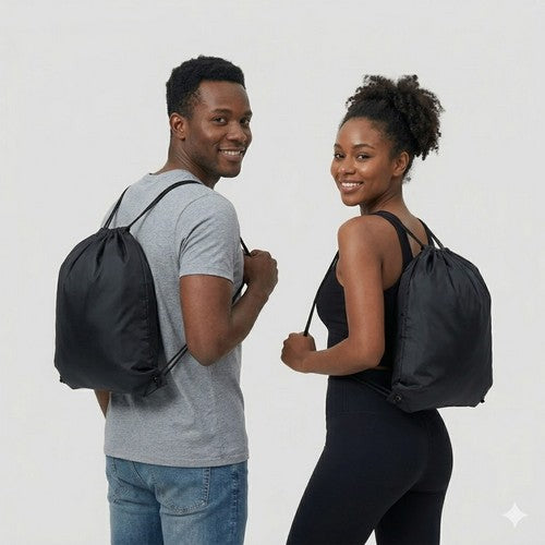Drawstring Backpack in Black