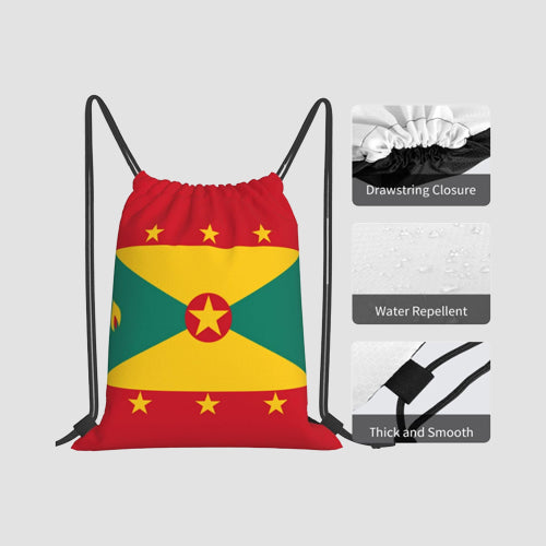 Soft Drawstring Backpack in Grenada Flag Design
