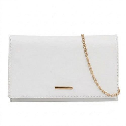 Gold Bar Envelope Clutch in White