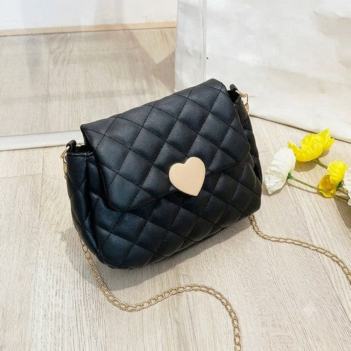 EVFV4QK569Z Heart Badge Side Bag in Black