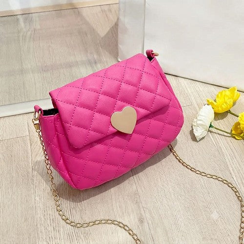 EVFV96N6EE2 Heart Badge Side Bag in Fuchsia