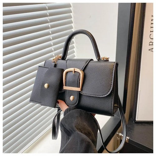 EVFV56W9Z6E Big Buckle Side Bag & Pouch in Black