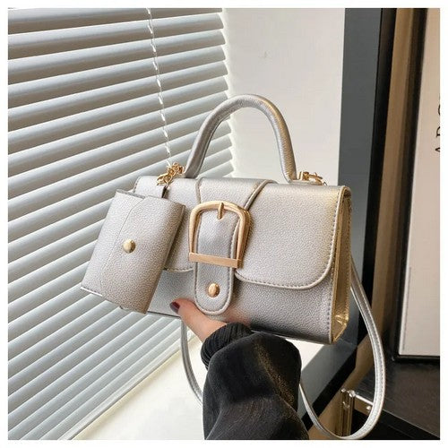 EVFVPY7XJY8 Big Buckle Side Bag & Pouch in Silver
