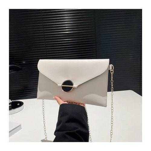 EVFVWY7W9K7 Black Dise Envelope Clutch in White