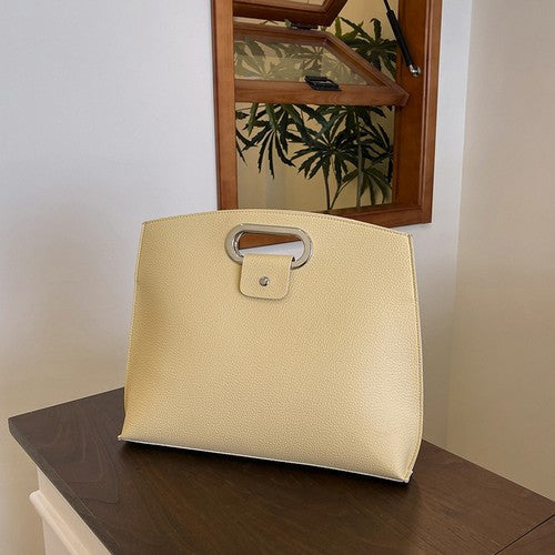 EVFV3WZ6E5N Oversize Silver Handle Clutch in Khaki