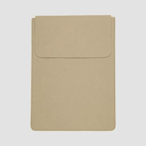 Pebbled Leather Tablet Sleeve in Pale Yellow