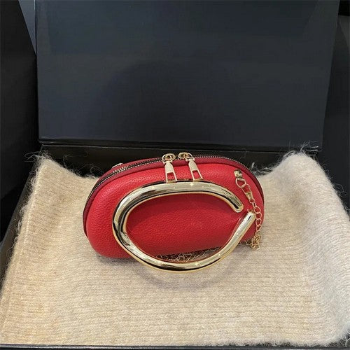 EVFVV7M8R5P Gold Statment Side Bag Cutch in Red