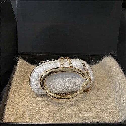 EVFV3WZYE3N Gold Statment Side Bag Cutch in White