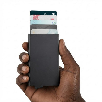 RFID Blocking Pop-Up Aluminium Card Holder Wallet in Matte Black