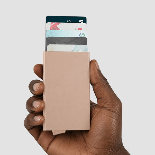 RFID Blocking Pop-Up Aluminium Card Holder Wallet in Matte Gold