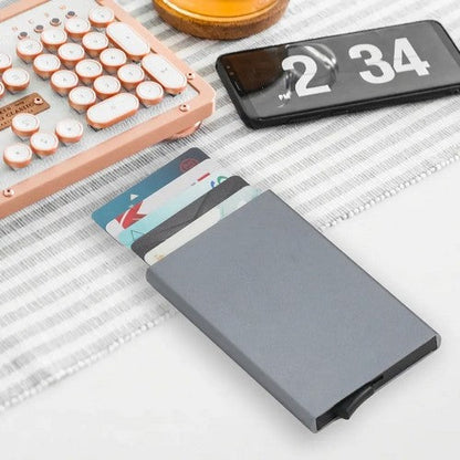 EVFVG5638XE RFID Blocking Pop-Up Aluminium Card Holder Wallet in Matte Grey