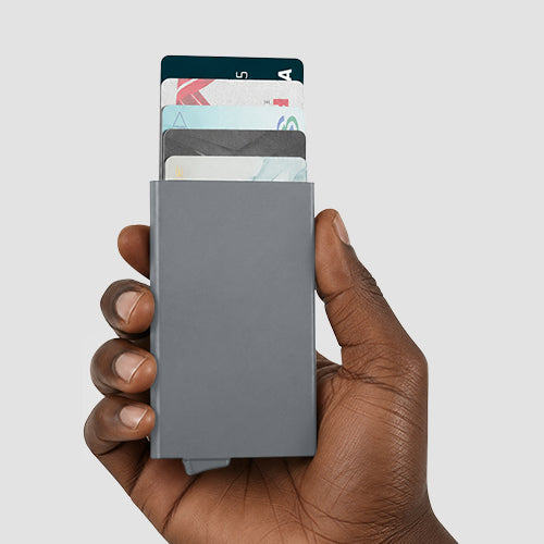 RFID Blocking Pop-Up Aluminium Card Holder Wallet in Matte Grey