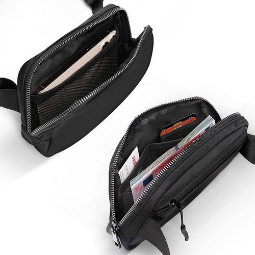 Minimalist Nylon Crossbody Sling Fanny Pack in Black