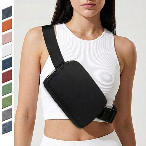 Minimalist Nylon Crossbody Sling Fanny Pack in Black