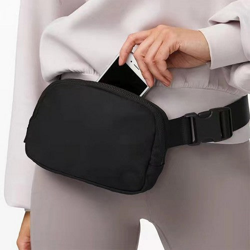 EVFV235866R Minimalist Nylon Crossbody Sling Fanny Pack in Black