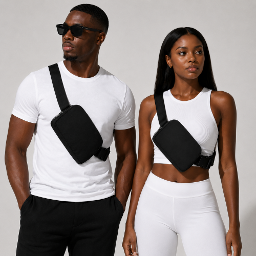 Minimalist Nylon Crossbody Sling Fanny Pack in Black