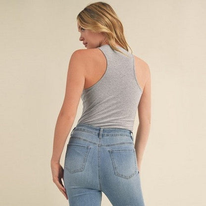 Racerback Bodysuit in Heather Grey