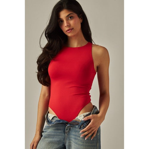 Luxe Double Layer Bodysuit in Valentine Red