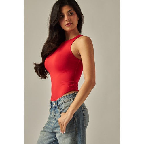 Luxe Double Layer Bodysuit in Valentine Red