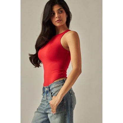 Luxe Double Layer Bodysuit in Valentine Red