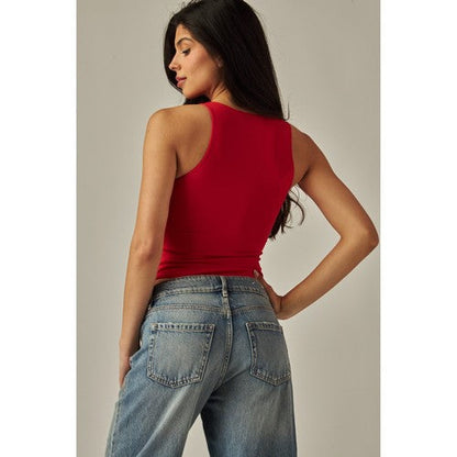 Luxe Double Layer Bodysuit in Valentine Red