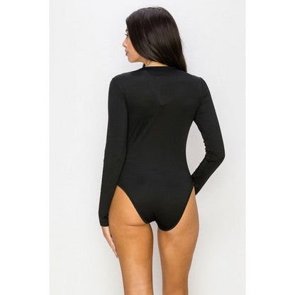 La Reyna Lace-Up Bodysuit in Black