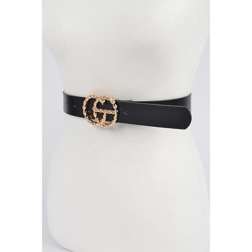 GG Twisted Buckle Belt in Black