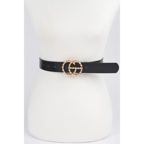 PB8179 GG Twisted Buckle Belt in Black