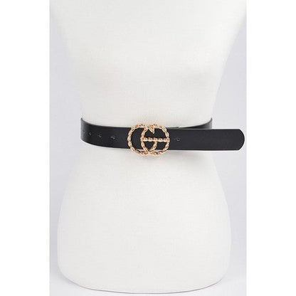 PB8179 GG Twisted Buckle Belt in Black