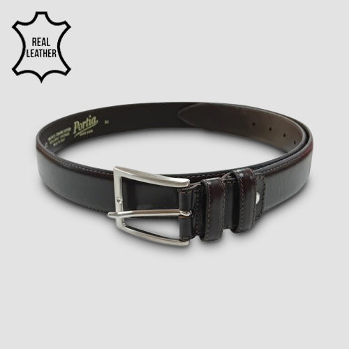 Portia Genuine Leather Belt in Chocolate