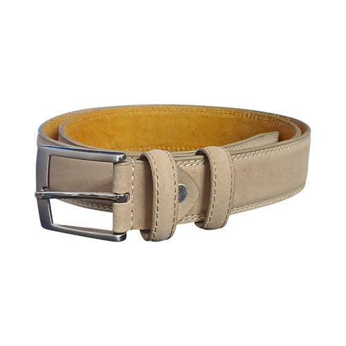 Nubuck Genuine Leather Belt in Beige