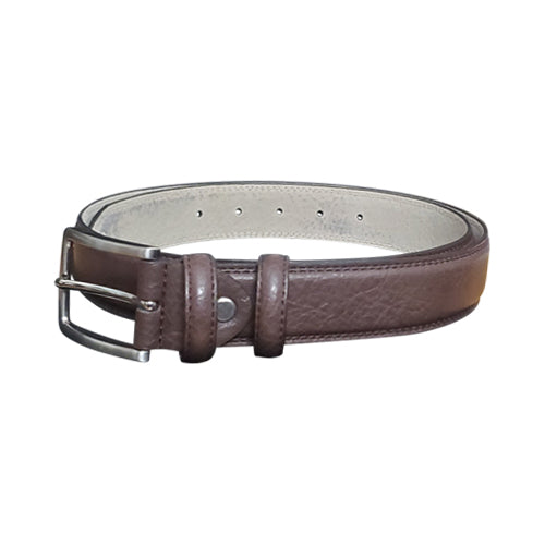 Grained Genuine Leather Belt in Chocolate