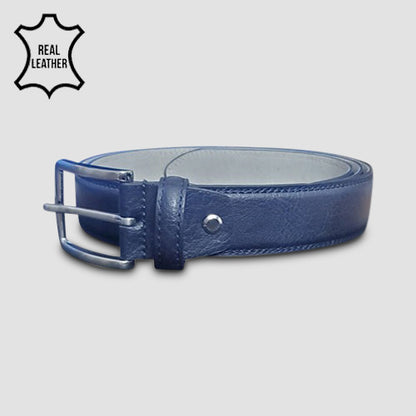 Grained Genuine Leather in Belt Navy
