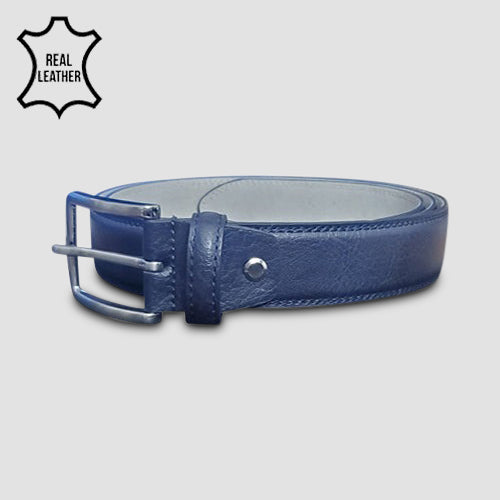 Grained Genuine Leather in Belt Navy