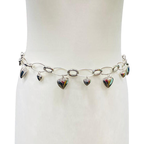 Heart Charm Chain Belt Silver