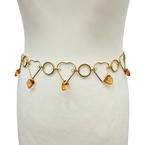 Heart Charm Chain Belt Gold