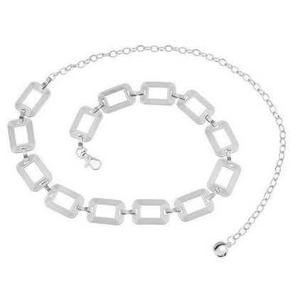 TO40682-NM Rectangle Chain Clasp Belt Silver